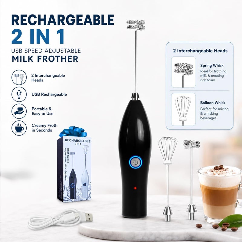 MARK STORE Powerfull Milk Frother & Egg Beater by Ouslife- Rechargeable Handheld Drink Mixer - Electric Whisk Foam Maker for Coffee, egg, Cappuccino, Matcha, Hot Chocolate & Coffee Creamer (Rechargeable 2in1) - Image 5