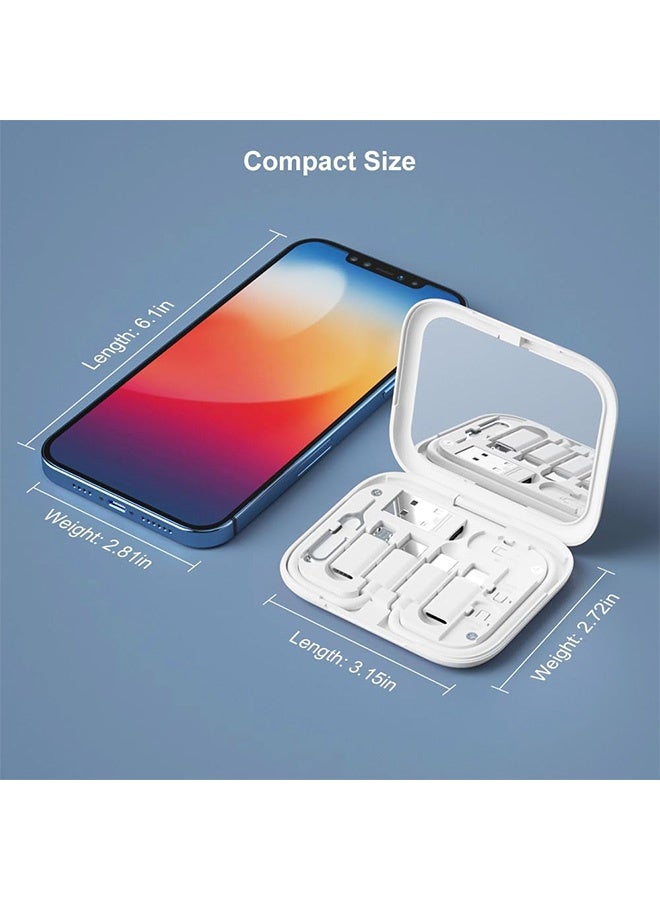 إم إكس إن مجموعة كابل مزدوج 12 في 1 لمحول USB C مع فتحة بطاقة، محول كابل شحن متعدد، مناسب ل devices/أجهزة iOS وType C وميكرو وUSB A، نقل بيانات للسفر، يمكن استخدامه كحامل للهاتف (بياض) - Image 2