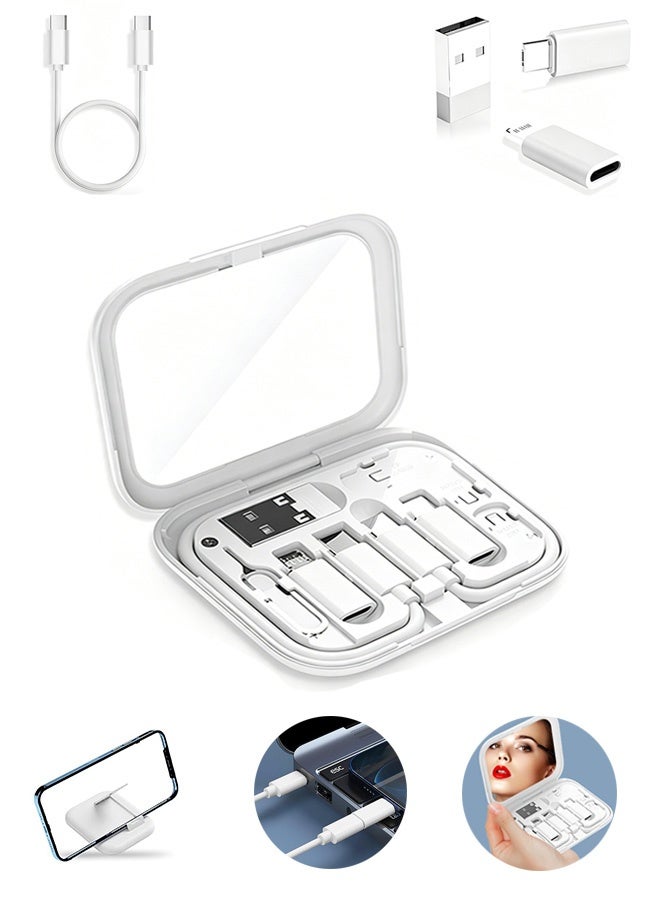إم إكس إن مجموعة كابل مزدوج 12 في 1 لمحول USB C مع فتحة بطاقة، محول كابل شحن متعدد، مناسب ل devices/أجهزة iOS وType C وميكرو وUSB A، نقل بيانات للسفر، يمكن استخدامه كحامل للهاتف (بياض) - Image 1