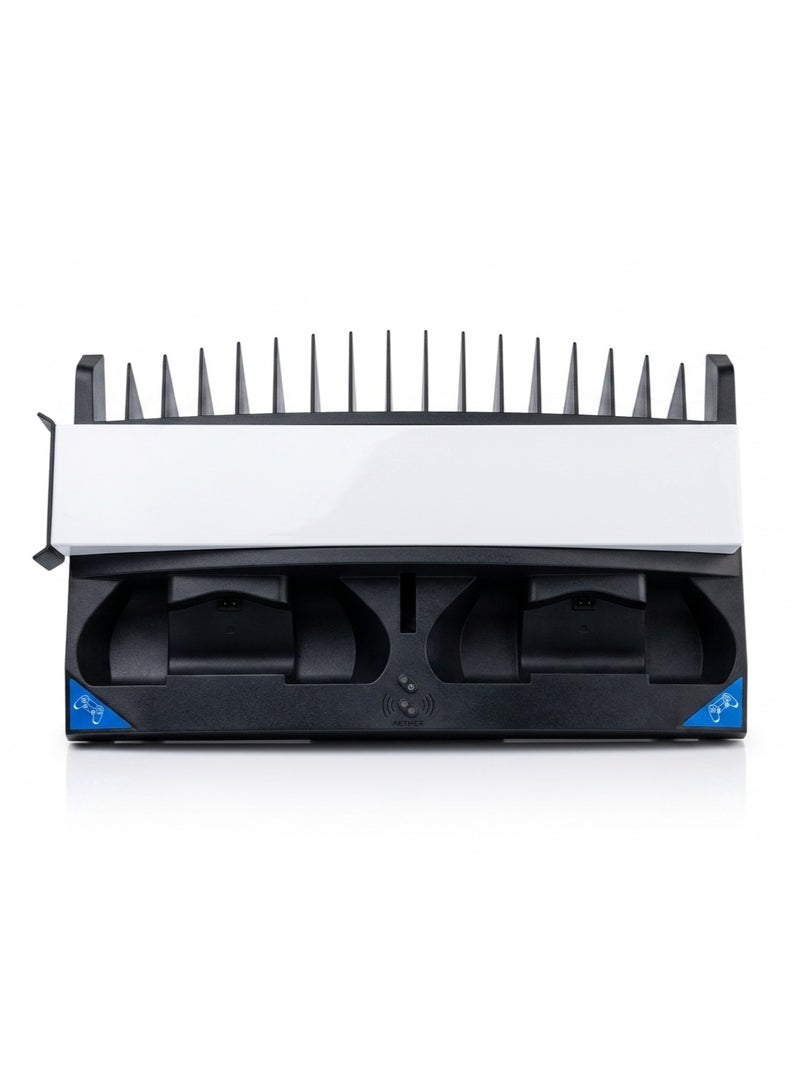 Ipega 6-in-1 Vertical Stand for PS4 / PS4 Slim / PS4 Pro | Dual Controller Charging Dock, Cooling Fan, Headset Holder & 16 Game Storage Organizer | Black - Image 4