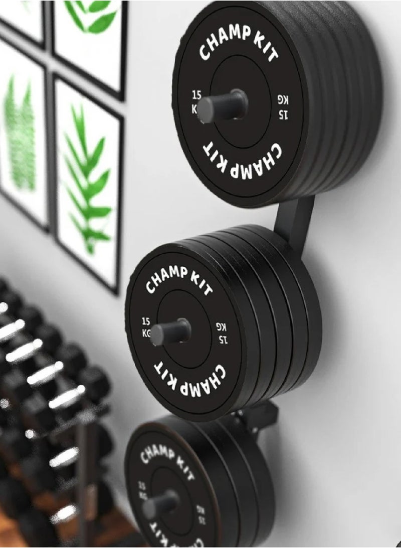 CHAMP KIT WallMounted  Barbell Rack with 3 Peg | Save Space Effortlessly, Black - Image 1