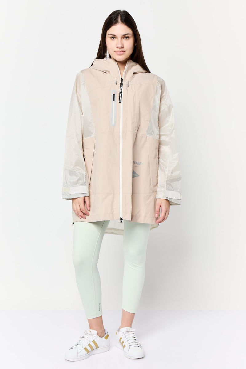 Adidas Women Sportswear Fit Long Sleeve Outdoor Jacket, Tan - Image 2
