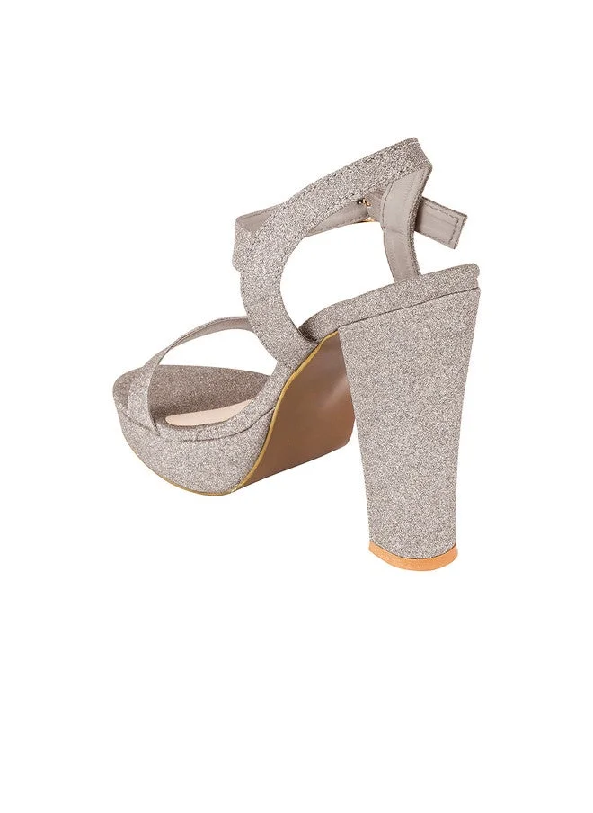 شوتوبيا Shoetopia Girls Party Block Peep Toes with Buckles