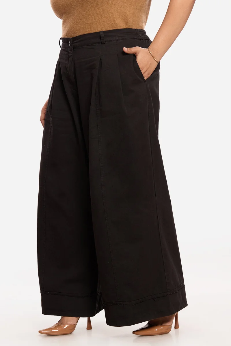 Virgio  Solid 100%. Cotton Utility Pleated Plus Size Trousers for Women for Women | Best Price UAE