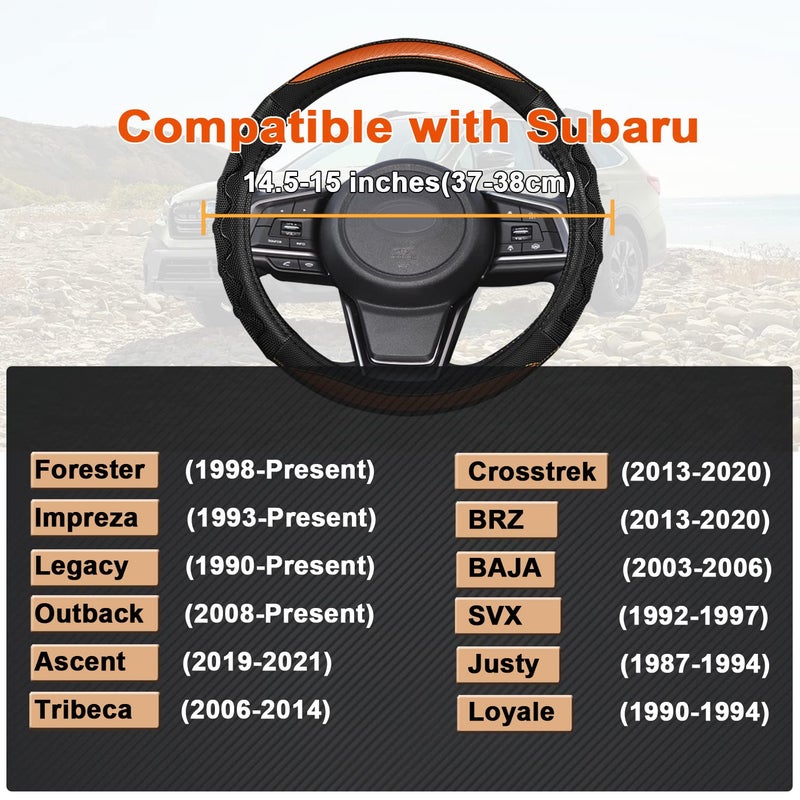 GIANT PANDA Steering Wheel Cover for Subaru Forester, Car Steering Wheel Cover for Subaru Outback and Crosstrek - Orange - Image 2