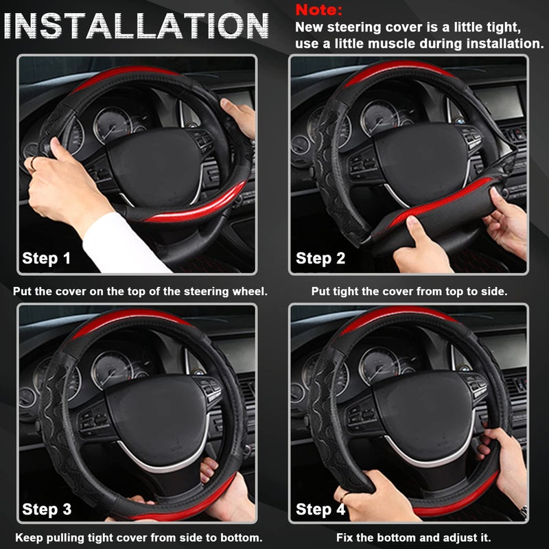 GIANT PANDA Steering Wheel Cover for Subaru Forester, Car Steering Wheel Cover for Subaru Outback and Crosstrek - Orange - Image 5