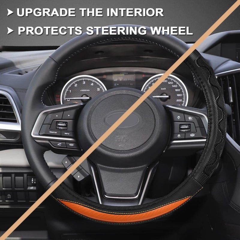GIANT PANDA Steering Wheel Cover for Subaru Forester, Car Steering Wheel Cover for Subaru Outback and Crosstrek - Orange - Image 4