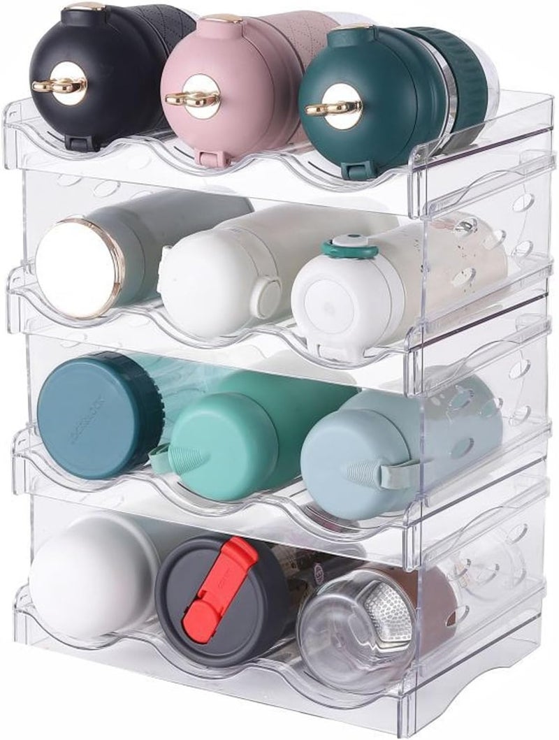 Transparent Water Bottle Organizer 4 Pack Stackable Plastic Cup Holder for Cabinet Pantry Storage Shelf Detachable Kitchen Bottle Rack - Image 2