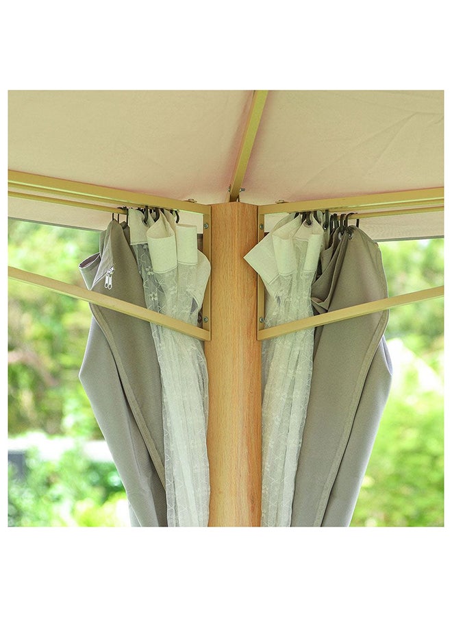 DANUBE HOME Miraj Gazebo Steel Frame With Polyester Roof Square Shape With Curtain And Net UV Resistant Garden Patio Canopy Modern Outdoor Furniture 4x4m Beige - Image 4