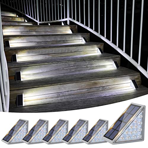 VOLISUN Solar Stair Lights 6 Pack, Solar Step Lights Waterproof IP67, Outdoor Step Light with 13 LEDs, Outdoor Lighting Decor for Yard Stair, Patio, Front Step, Front Porch and Deck(Cool White) - Image 1