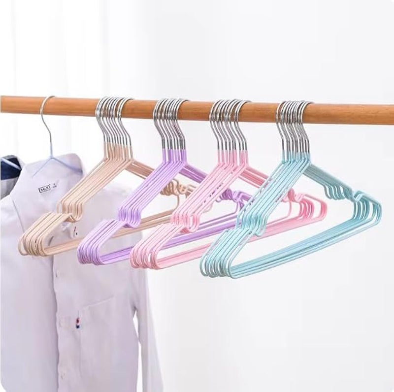 Stainless Steel Clothes Hangers 10-Pack, a Durable and Shatterproof Set with a Non-Slip Silicone Coating for Organizing Coats, Shirts, and Garments in Your Wardrobe, Colorful - Image 1