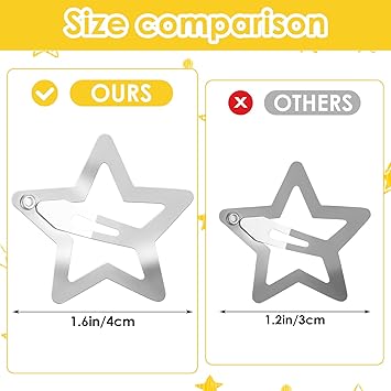 COMNICO 12 Pcs Star Hair Clips NonSlip Metal Snap Barrettes 2000s Y2K Accessories Shapes Pentagram Fashion Sparkling Hairpin Set Cool Personalized Style for Women and Girls Silver - Image 2