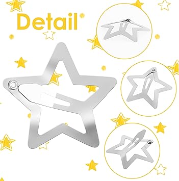 COMNICO 12 Pcs Star Hair Clips NonSlip Metal Snap Barrettes 2000s Y2K Accessories Shapes Pentagram Fashion Sparkling Hairpin Set Cool Personalized Style for Women and Girls Silver - Image 3