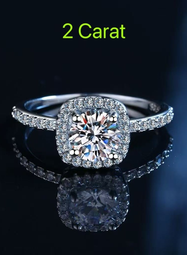 Field 2 Carat Moissanite Engagement Ring for Women, S925 Sterling Silver Platinum Plated Solitaire Promise Ring with Gift Box – Elegant Jewelry for Proposal, Wedding, or Anniversary Gift - Image 1
