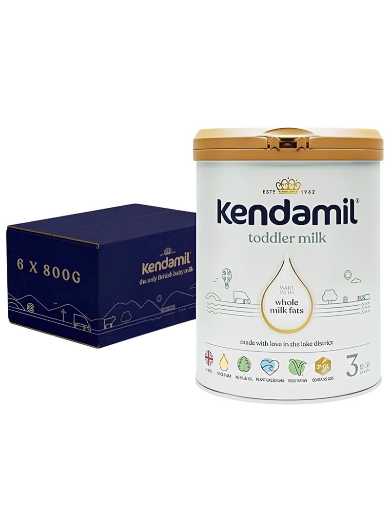Kendamil Classic Toddler Milk Stage 3 (12–36 Months), 800g (Pack of 6) - Image 1