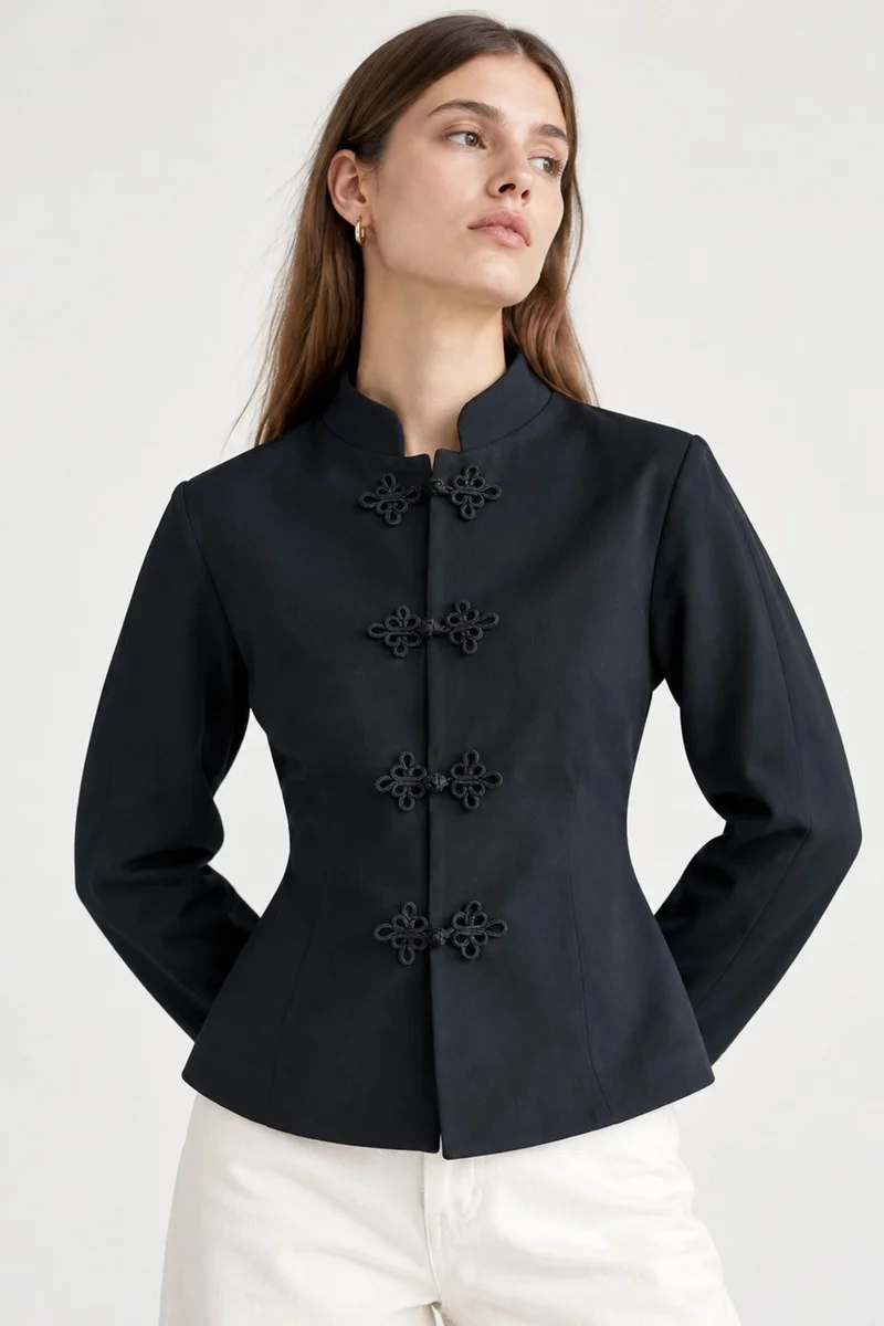 Hiccup Blazer Jacket with Decorative Button Closure