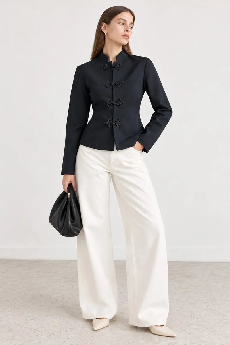 Hiccup Blazer Jacket with Decorative Button Closure