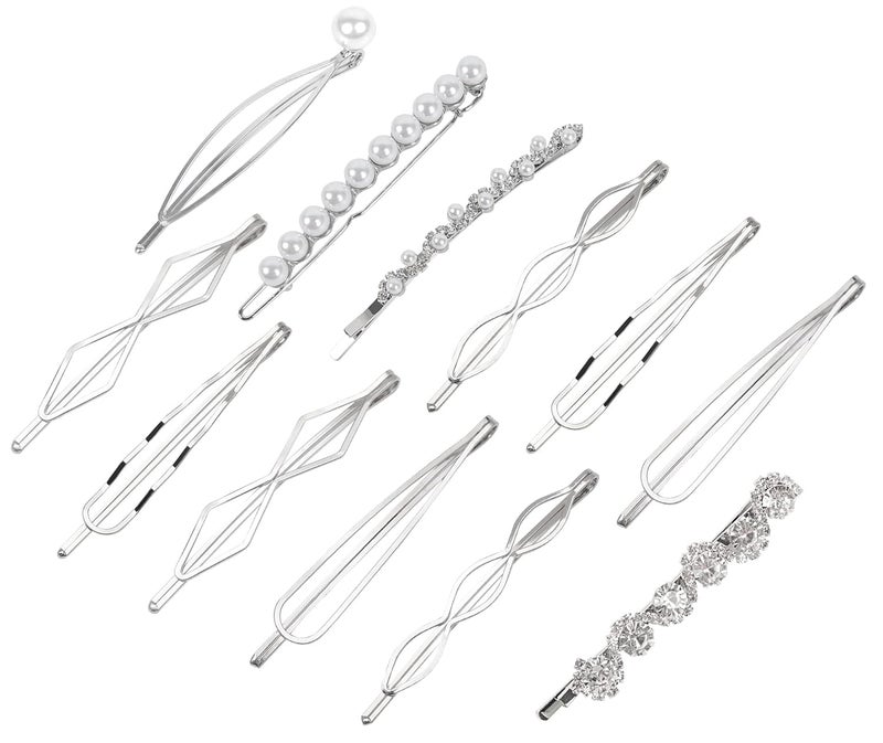 12 Pcs Hair Pins SetPearl Hair Clips Geometric Hair Pins Metal HairpinMinimalist Hair Styling JewelryWedding Dainty Hair Barrettes AccessoriesBobby Pin for Girl Women
