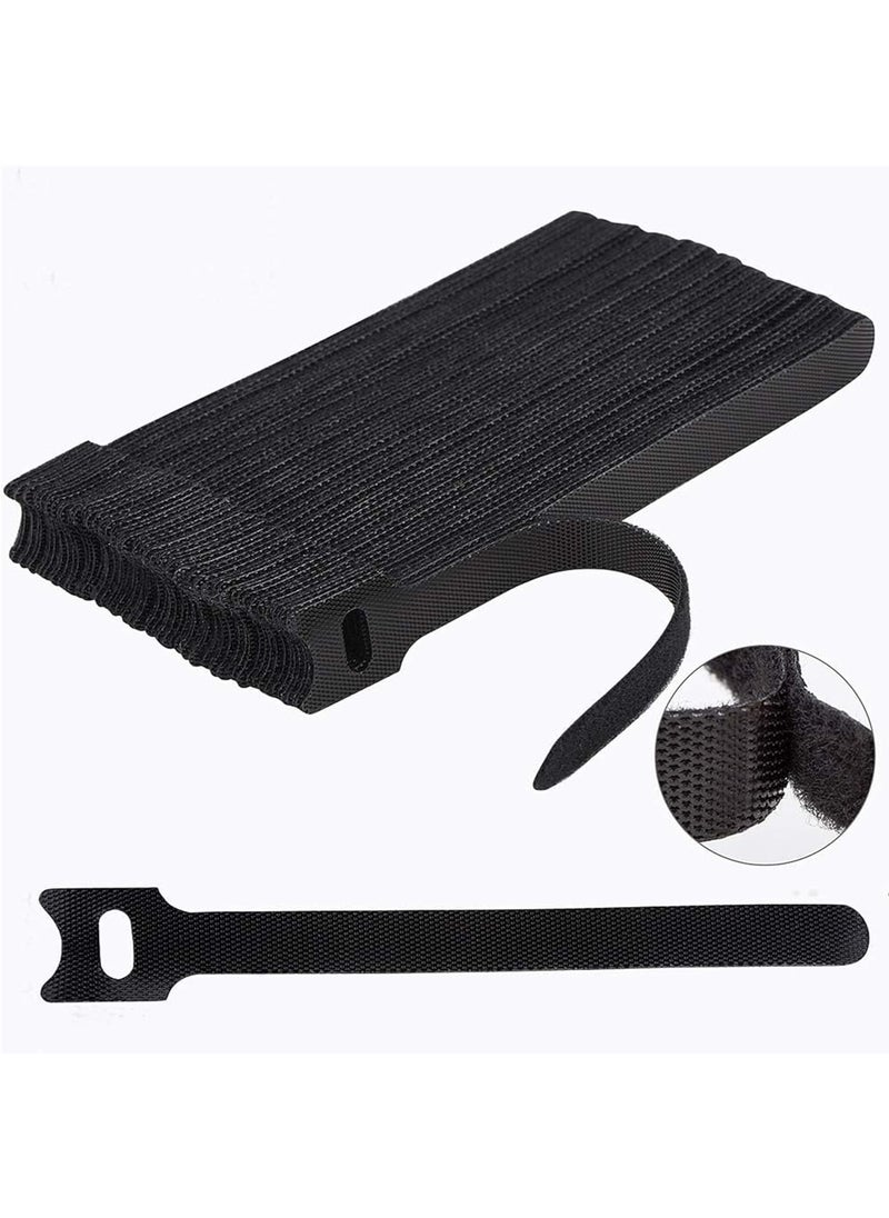 Hian Cable Organizer Hook Loop Ties Reusable Wire Management Straps for PCs TVs Desks WFH Accessories Durable Cord Holder for Tidy Spaces 60PieceBlack