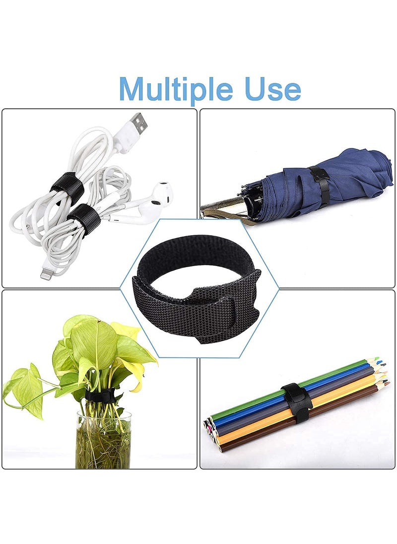 Hian Cable Organizer Hook Loop Ties Reusable Wire Management Straps for PCs TVs Desks WFH Accessories Durable Cord Holder for Tidy Spaces 60PieceBlack