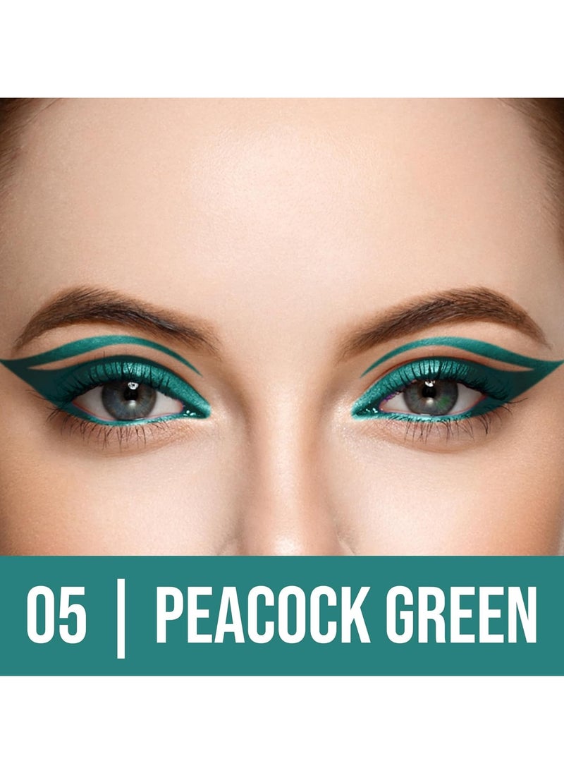 COLORS QUEEN Extreme Color Kajal 05 Peacock Green 0.4g Smooth One Stroke Ultra Creamy Non Transfer Smudge Proof Waterproof Women Lasts Up to 16hrs  - Image 2