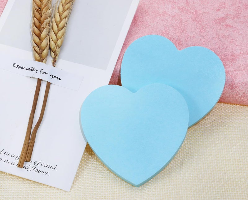 Mini Skater 2 Pack Kraft Paper Sticky Notes Heart Shaped Self-Stick Blank Book Tabs Paper Markers Sticky Notes Pad 100 Sheets Index Sticker (Light Blue) - Image 3