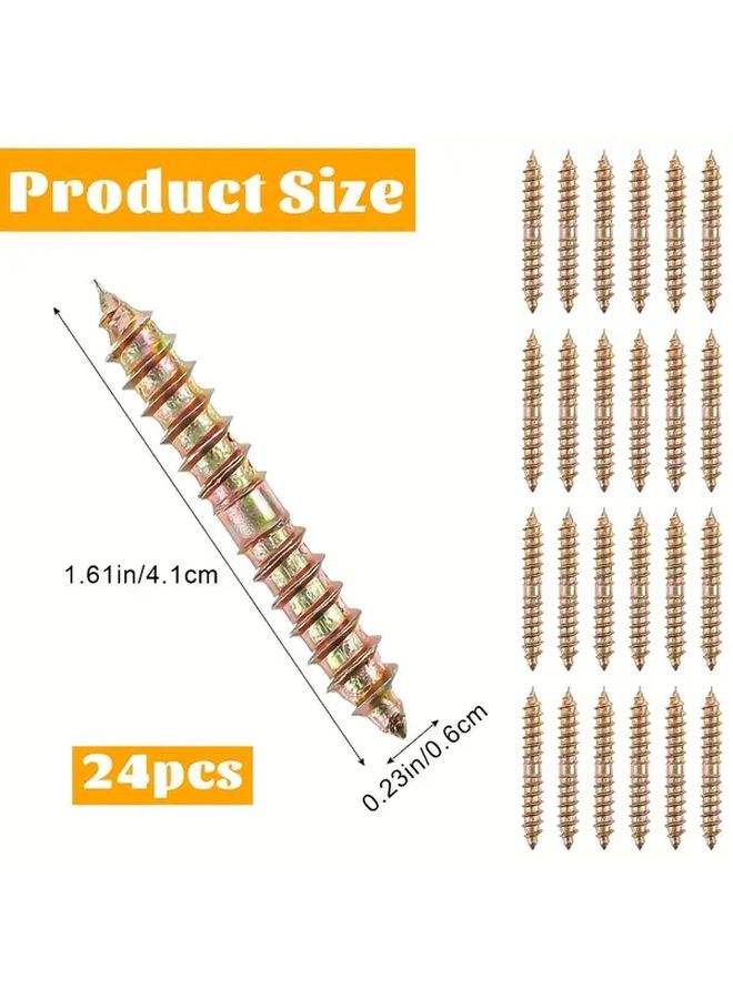50pcs M6x41mm Zinc Plated Double Ended Screws For Woodworking Furniture DIY - Image 3