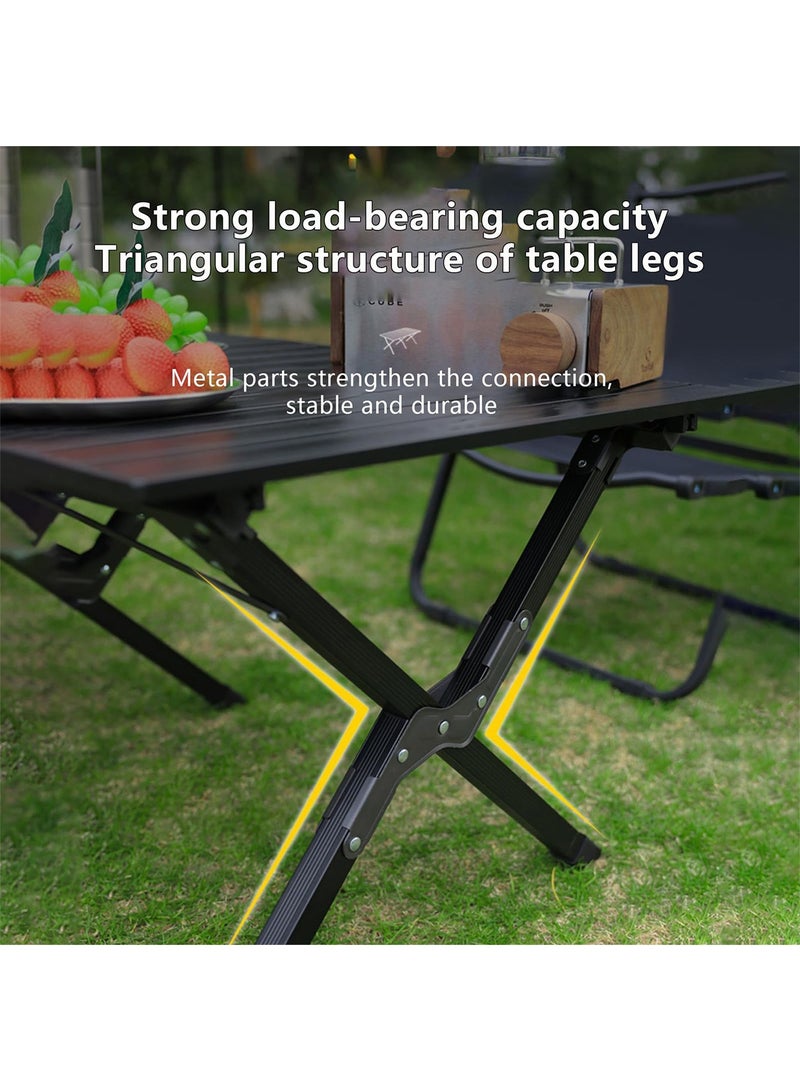 تايمي طاولة خشبية قابلة للطي مع حقيبة حمل للأستخدام الداخلي والخارجي، طاولة محمولة للحديقة والفناء والشاطئ والتخييم والكشتات والرحلات البرية، لون أسود - 38x54x60 سم - Image 5