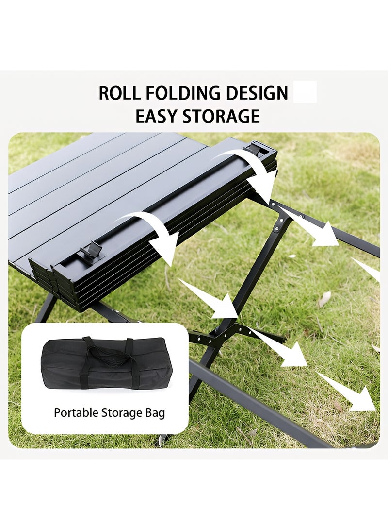 تايمي طاولة خشبية قابلة للطي مع حقيبة حمل للأستخدام الداخلي والخارجي، طاولة محمولة للحديقة والفناء والشاطئ والتخييم والكشتات والرحلات البرية، لون أسود - 38x54x60 سم - Image 3