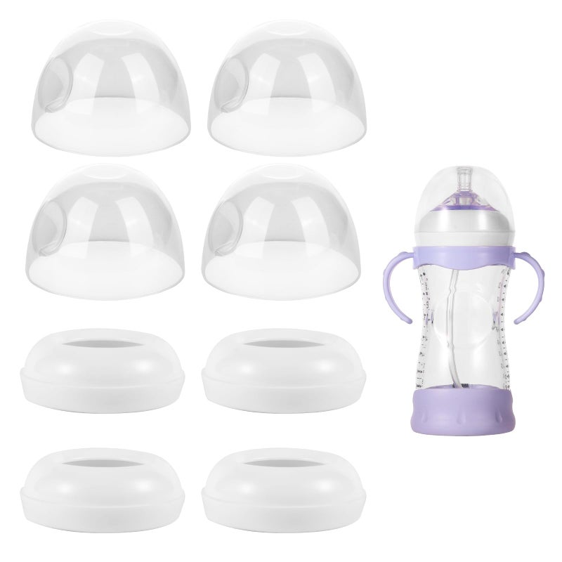 PEUTIER 8pcs Baby Bottle Rings and Caps Including 4 Baby Bottle Lids 4 Baby Bottle Screw Rings BPAFree Mam Bottle Caps Replacement Compatible with Avent 