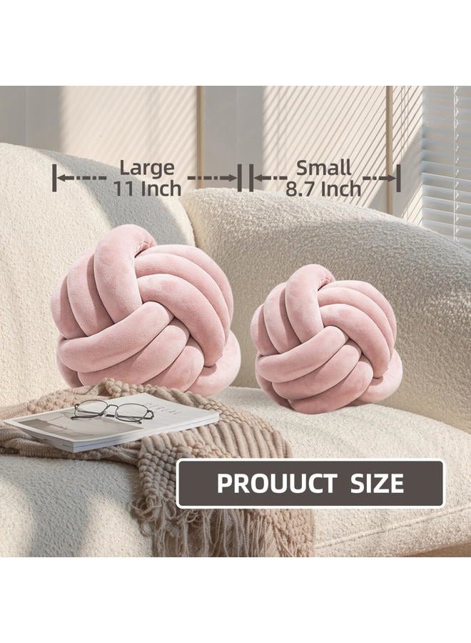 Wadser 2 Pcs Knot Pillow Ball, Caramel Knotted Pillow Plush Ball Pillows, 8.7" Decorative Throw Pillows for Sofa Couch Aesthetic Home Decor - Image 3