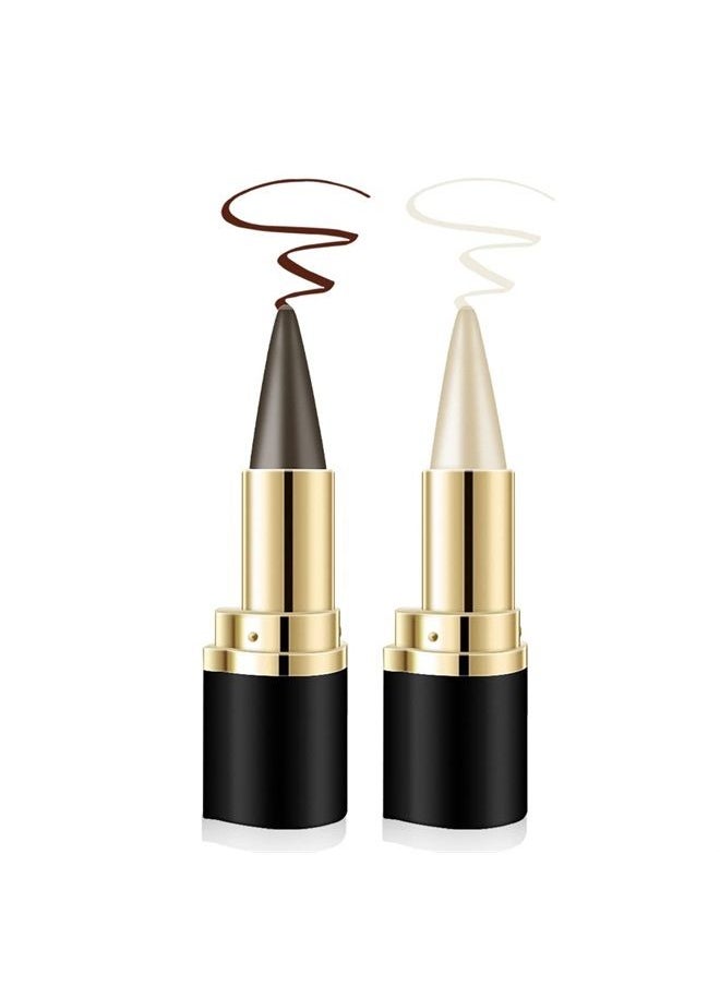 Aaiffey - 2 Colors Gel Eyeliner Set,Quick-Dry Cream Eyeliner Waterproof and Smudge Proof Eye-liner Pencil Long-Lasting Matte Black Eyeliner Stick for Women Girls (01 Silver+03 Brown) - Image 1