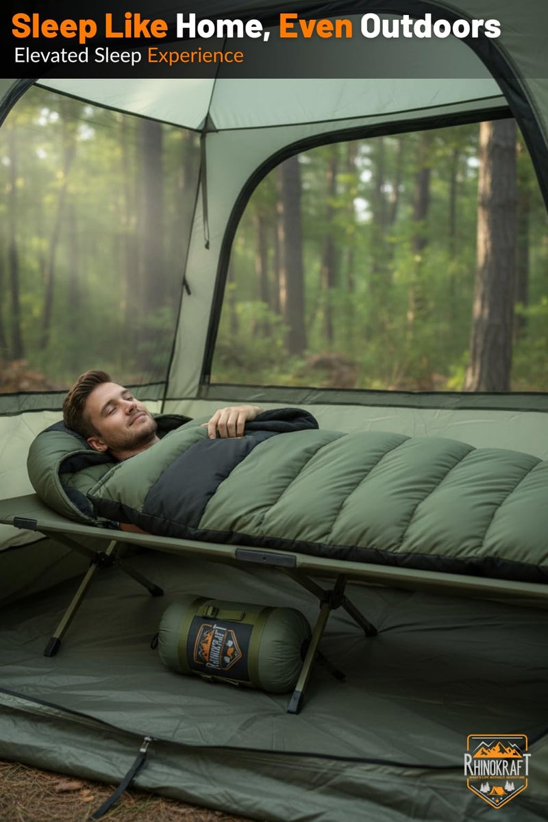 RhinoKraft Ultra-Light Zero Degree Envelope Sleeping Bag for Adults for Mild to Harsh Winter, Portable with Compression Sack for Camping, Trekking, Hiking and Outdoor Activities - Image 5