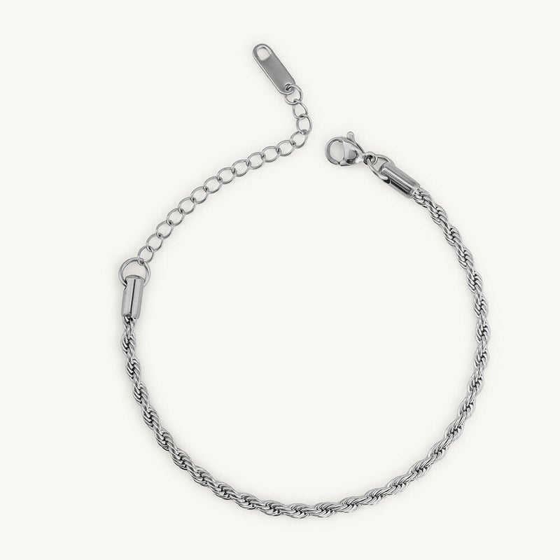 PALMONAS Rhodium Plated Silver Rope Chain Bracelet
 for Men - Image 1