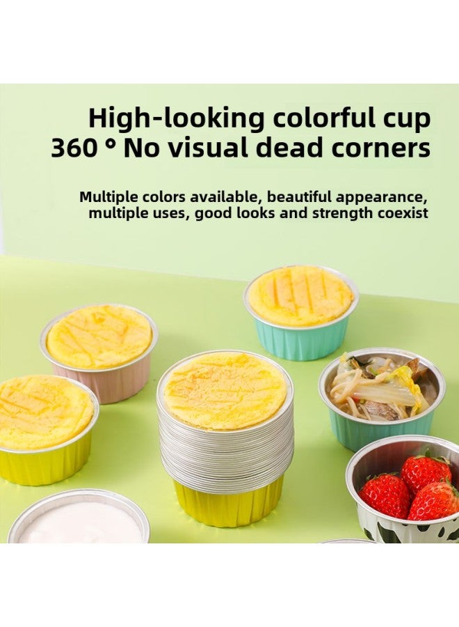 Food Grade Thickened Tin Paper Box Pudding Cup Disposable Commercial High Temperature Resistant Air Fryer Special Aluminum Foil Cup Wholesale-Specifications:Round Pudding Cups, 10 Pieces In Mixed Colors + Rectangular Pudding Cups, 10 Pieces In Mixed Colors, Including Lids - Image 4
