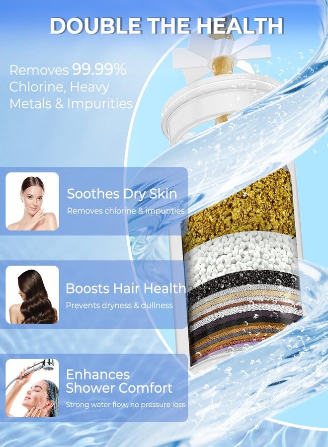 VeoryFly 30 Stage Shower Filter with Vitamin C E, Shower Head Filter for Hard Water, High Output Shower Water Filter with 2 Replaceable Filter Cartridges, Water Softener Filter to Remove Chlorine and Fluoride - Image 4