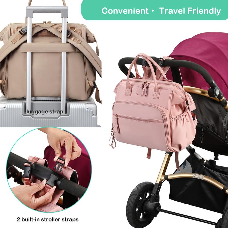 LORADI Large Diaper Bag Tote, 14 Pockets Stylish Baby Bag with Stroller Clips and 3 Insulated Pockets, Baby Shower Essentials(Mocha Mousse, Large) - Image 5