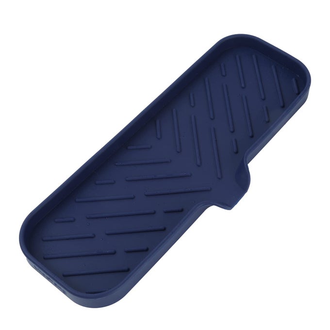 SILICONE BATHROOM SOAP DISHES WITH DRAIN SPOUTKITCHEN SINK ORGANIZERSPONGE HOLDERDISH SOAP TRAYPERFECT FOR DISPENSERSCRUBBERBOTTLECUP ON SINK OR COUNTERNAVY BLUE 124