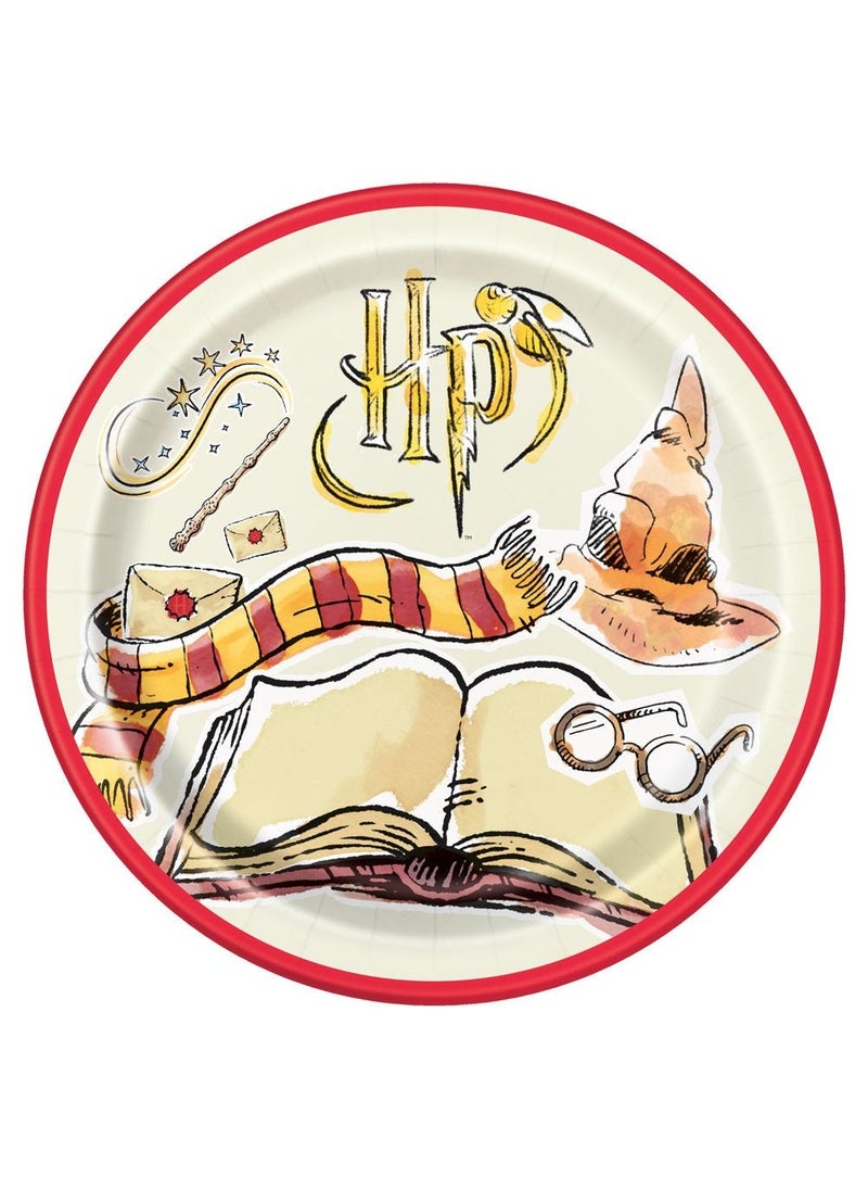 Unique Harry Potter Disposable Paper Plates Yellow Red 22cm 8-Pack - Image 1