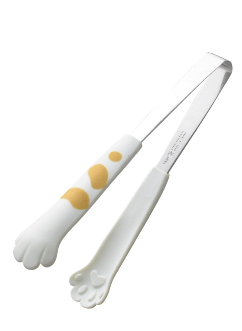 KASTWAVE Steel Cooking Tongs - Cat Tongs, Kitty Tongs, Cute Cat Paw Shape Tongs for Cooking, BBQ, Sweets, Grilling, Ice Cake Baking. Kawaii Kitchen Accessories in White, 7 Inch - Image 1