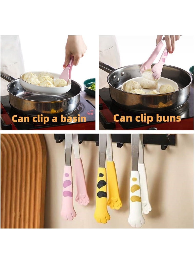 KASTWAVE Steel Cooking Tongs - Cat Tongs, Kitty Tongs, Cute Cat Paw Shape Tongs for Cooking, BBQ, Sweets, Grilling, Ice Cake Baking. Kawaii Kitchen Accessories in White, 7 Inch - Image 3