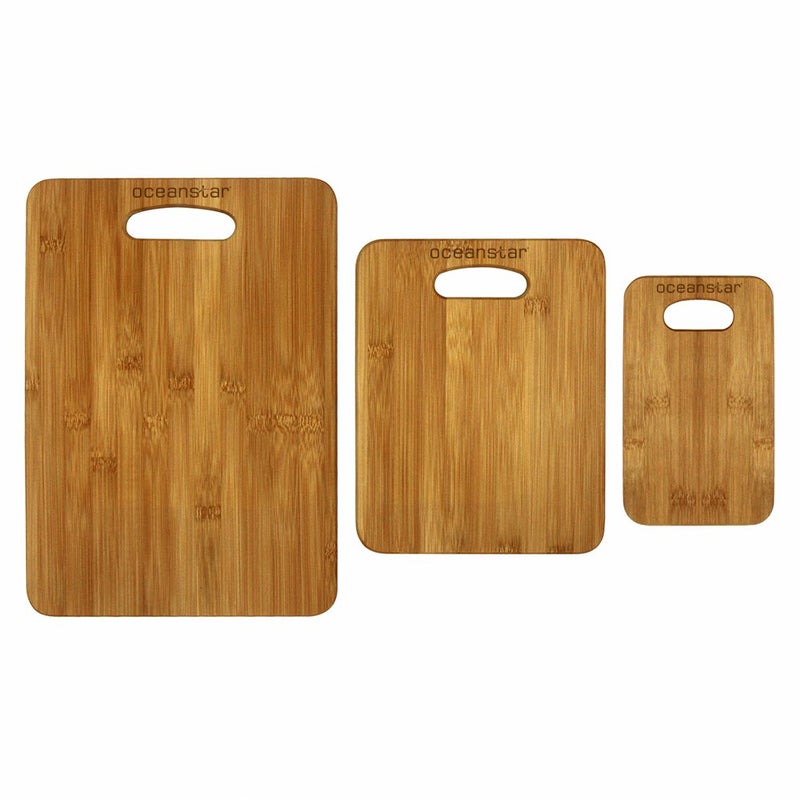 Oceanstar 3-Piece Bamboo Cutting Board Set, Natural - Image 3