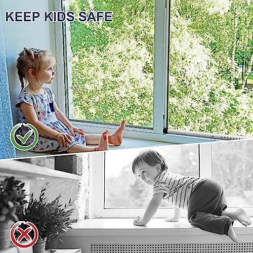 DIIG Sliding Door Security Bar, 17.7-50.5inch Heavy Duty Adjustable Sliding Patio Door Lock Bar with Rubber Tips,Diameter 1inch Window Security Bar for Home Apartment Travel Children Women (White) - Image 5
