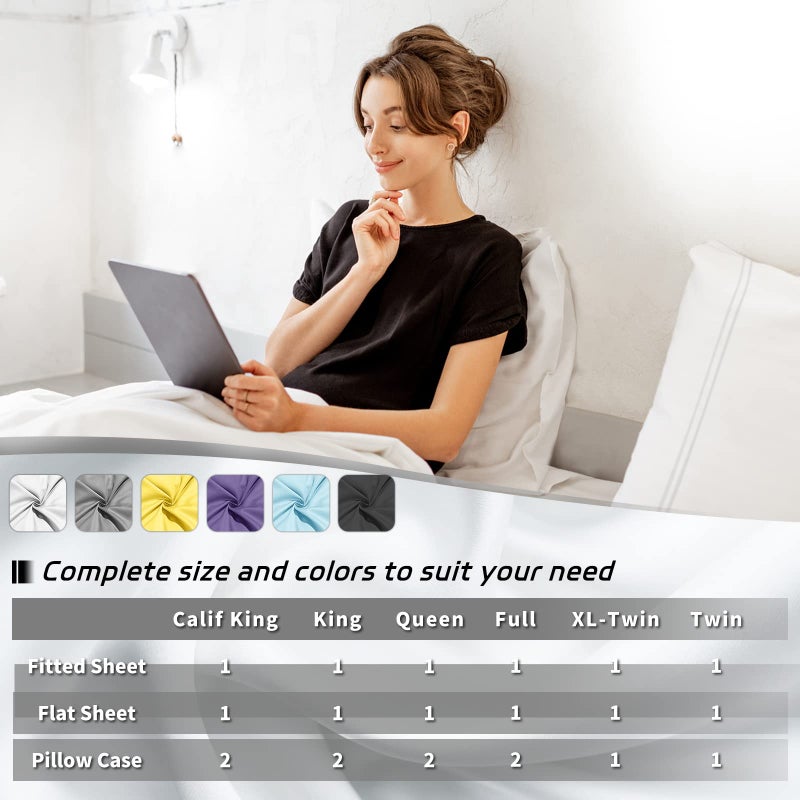 EaseHome مجموعة السرير الأصفر الأصفر الحجم الكامل - جيب عميق إلى 18 بوصة مرتبة 4 قطعة - صفائح الفراش المتميزة ومساحات مجموعة - ناعم إضافي - Image 5