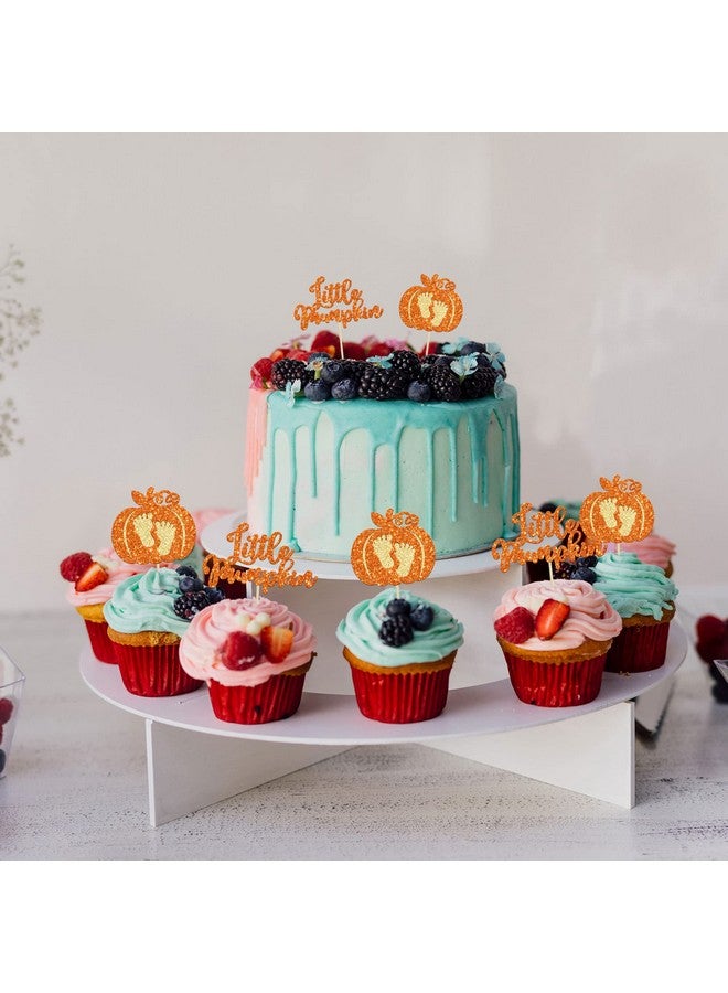 Ephlyn 24pc Little Pumpkin Cupcake Toppers - Glitter Pumpkin Cupcake Picks - Baby Shower Decorations - Fall Harvest Theme - Kids Birthday Party Supplies - Image 5