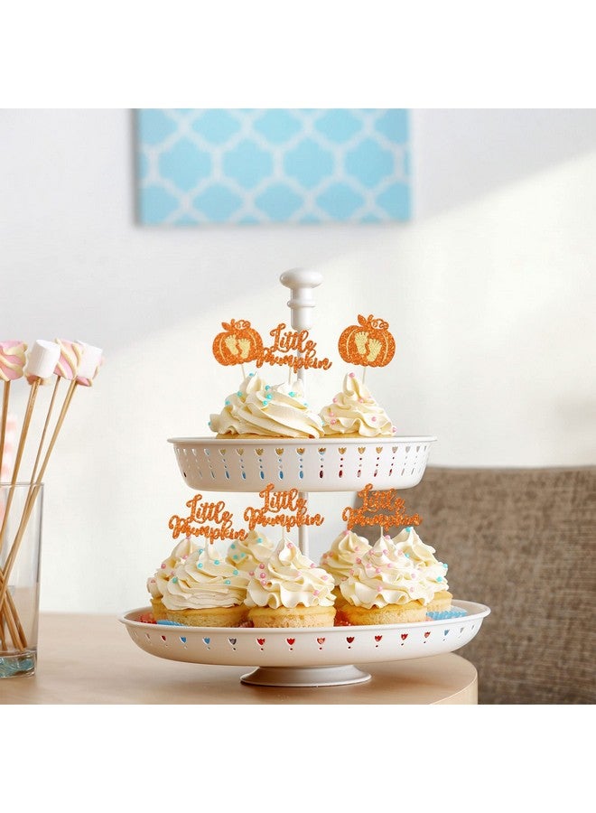 Ephlyn 24pc Little Pumpkin Cupcake Toppers - Glitter Pumpkin Cupcake Picks - Baby Shower Decorations - Fall Harvest Theme - Kids Birthday Party Supplies - Image 4