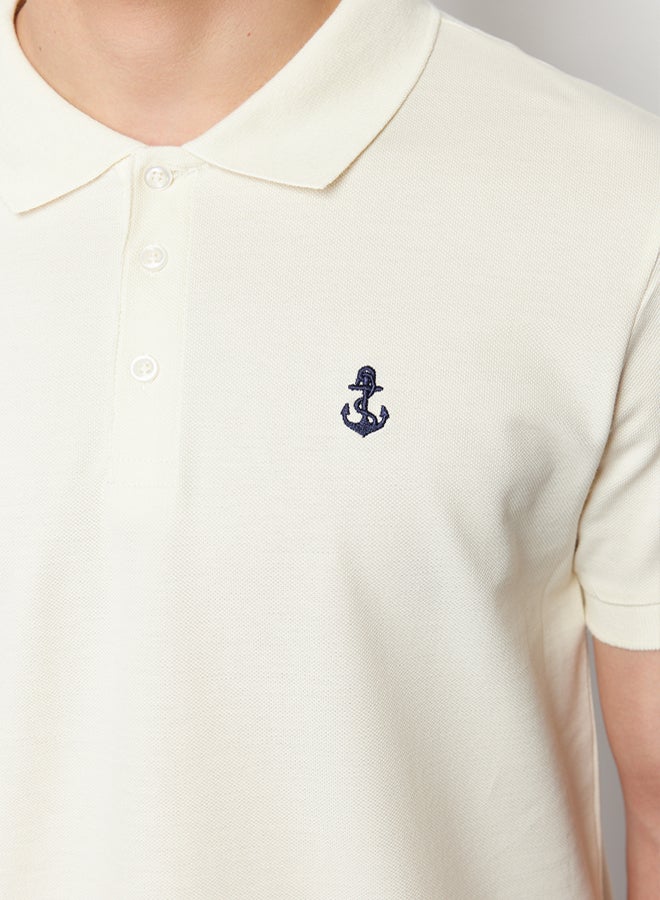 trendyol Stone Regular/Normal Cut Short Sleeve Textured 100% Cotton Polo Neck T-shirt - Image 5