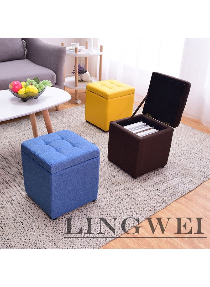 LINGWEI Ottoman Storage Stool Storage Cube Foot Rest Stool Shoe Change Chair with Storage Organizer Padded Seat Small Coffee Table Storage Ottoman Cube For Home Living room Bedroom - Image 5