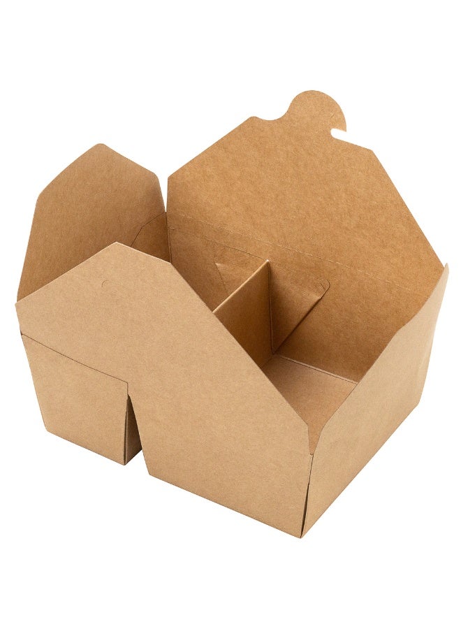 Restaurantware Bio Tek 47 Ounce Paper Take Out Containers, 200 2-Compartment Kraft Take Out Boxes - Greaseproof, Tab-Lock Closure, Kraft Paper To Go Paper Boxes, Sturdy, Safe For Hot Or Cold Foods - Image 1