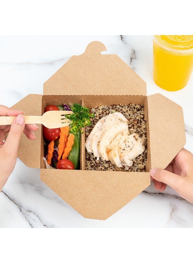 Restaurantware Bio Tek 47 Ounce Paper Take Out Containers, 200 2-Compartment Kraft Take Out Boxes - Greaseproof, Tab-Lock Closure, Kraft Paper To Go Paper Boxes, Sturdy, Safe For Hot Or Cold Foods - Image 5